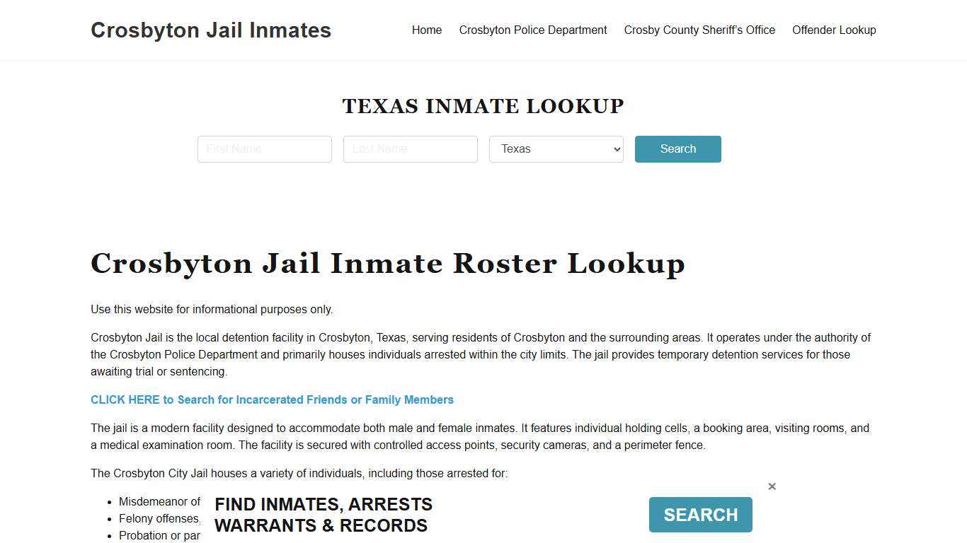 Crosbyton Jail Inmate Roster, Crosby County, TX, Offender Search