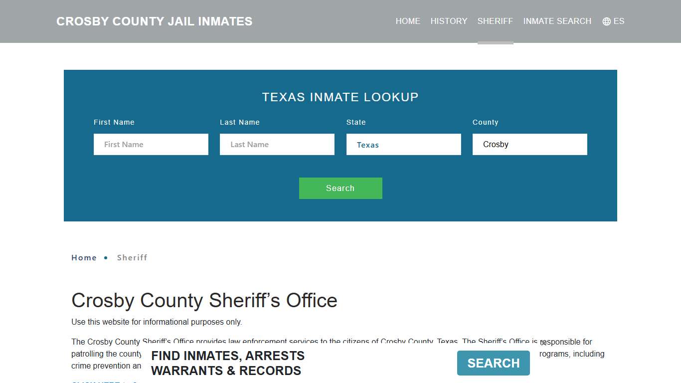 Crosby County Sheriff, TX Arrest Warrant Lookup